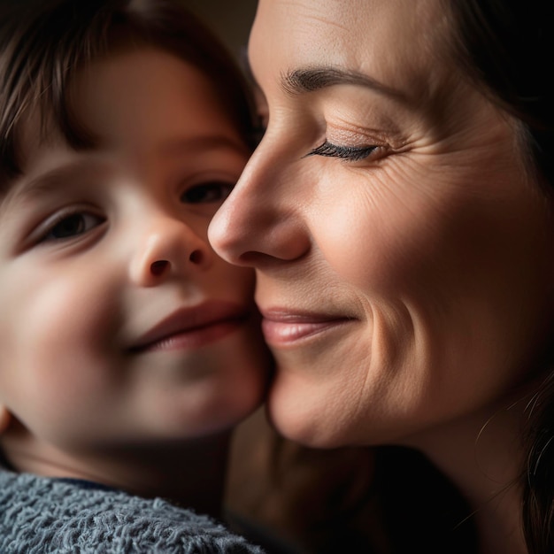 A mother in a tender and loving moment with her son generative ai