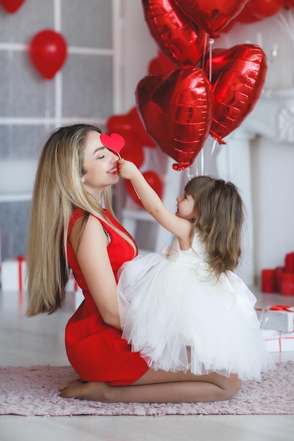 mother with cute baby indoor