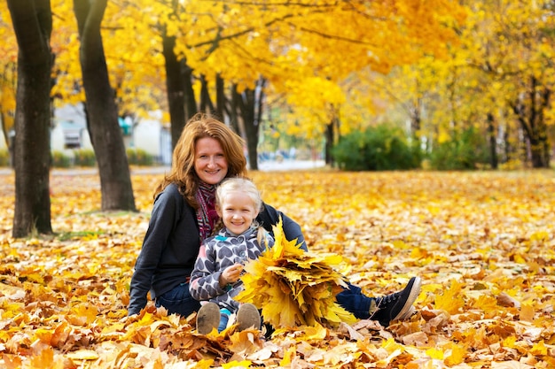 Mother with daughter outdoors