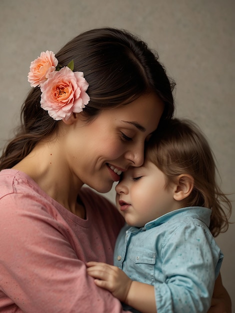 a motherd and a child are posing for a photo