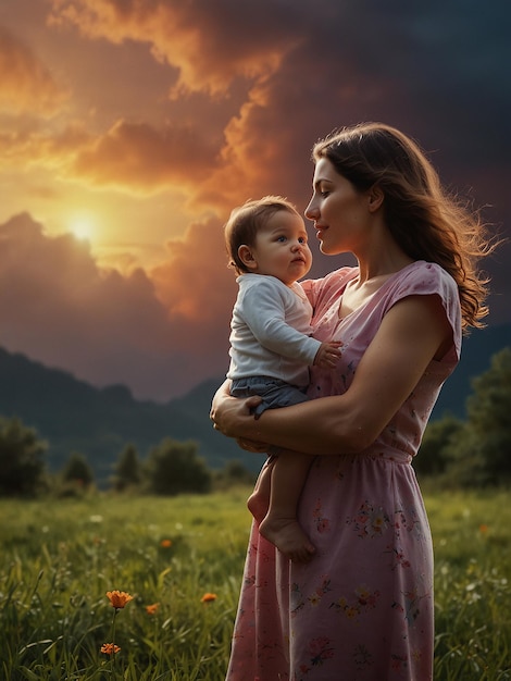 a motherd and a child are posing for a photo