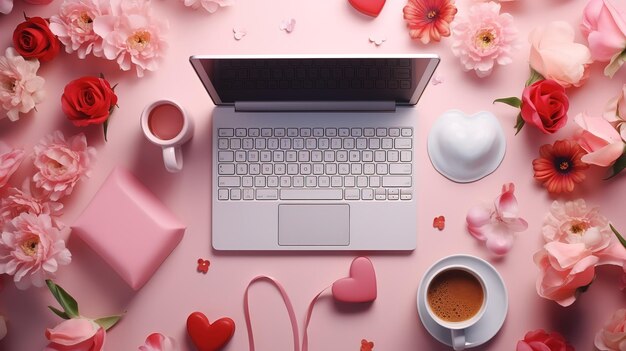 Photo mothers day background with laptop