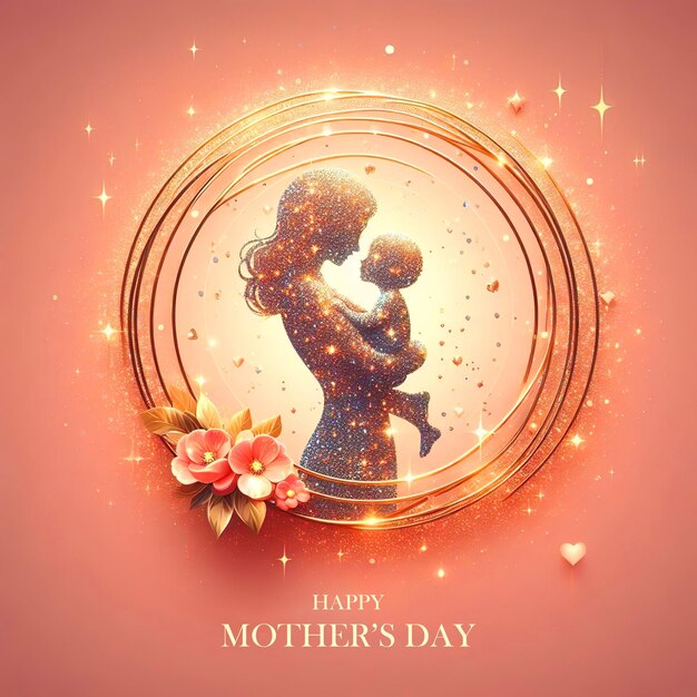 Photo mothers day background with mother and daughter with flower happy mothers day celebration