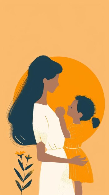 Mothers Day card Woman holding daughter in her arms Generative AI