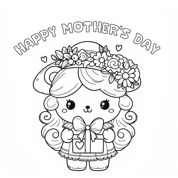 Photo mothers day coloring page generative ai