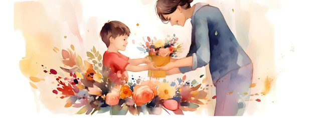 Mothers Day concept with mother and her son