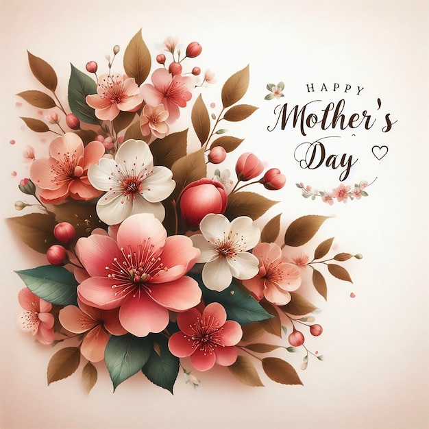 Mothers day greeting card with beautiful blossom flowers