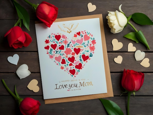 Photo mothers day wishing card with colorful flowers