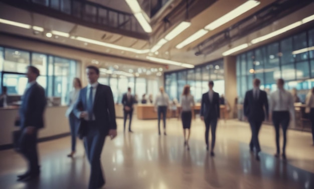 motion blur image of business people crowd walking at corporate office