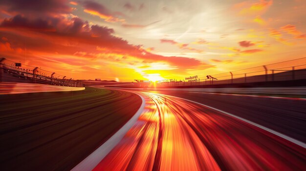 Motion blurred racetrack sunset scene Motion blurred racetrack