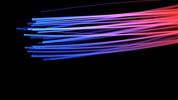 Motion colorful lines, abstract background. Elegant dynamic neon style, 3D illustration