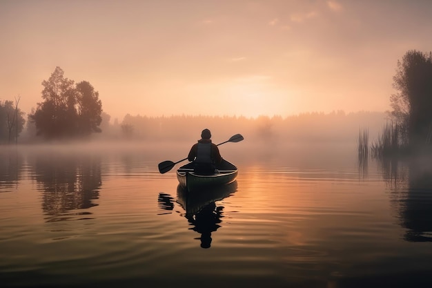 In motion at dawn on the lake Generative ai