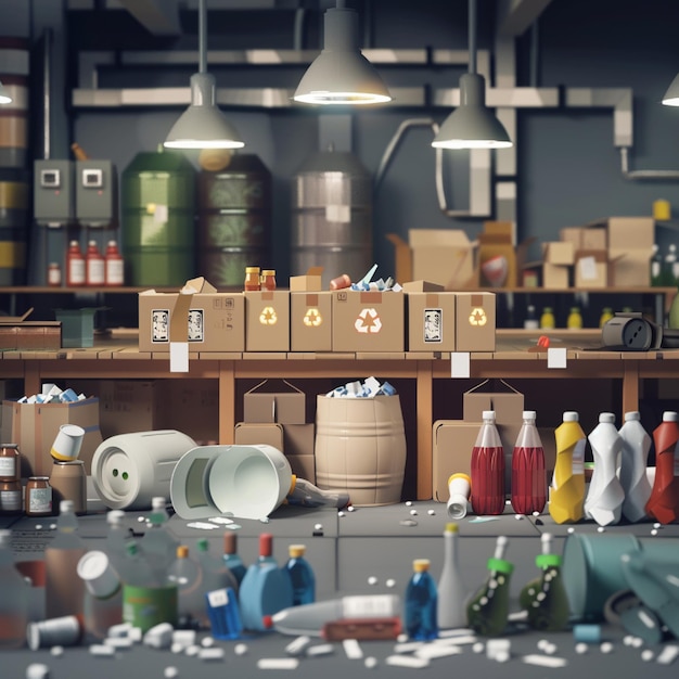 A motion graphic showing the process of recycling from collection to repurposing