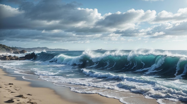 motivational background high sea wave on the beach