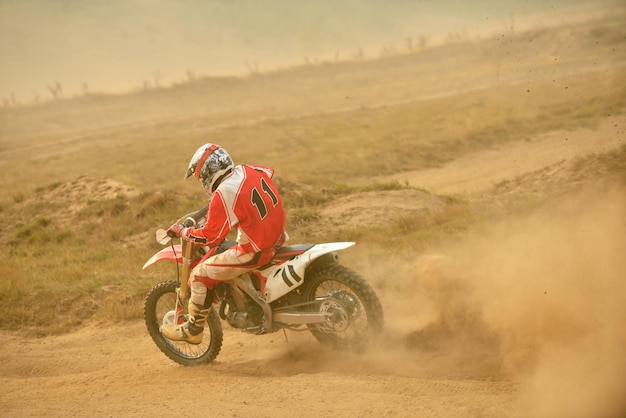 motocross bike in a race representing concept of speed and power in extreme man sport