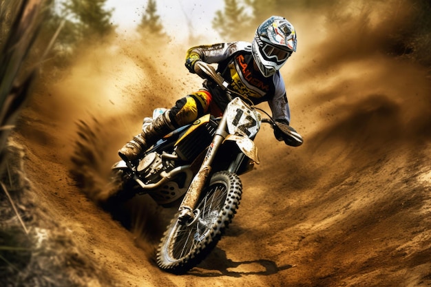 Motocross crossing dirty road Extreme cross Generate Ai