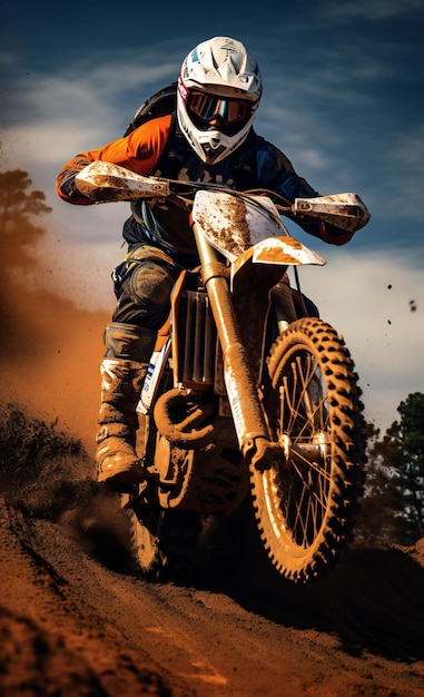 Motocross rider on the race Extreme enduro race