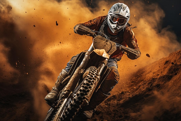 Motocross Rider Racing on Rugged Trails