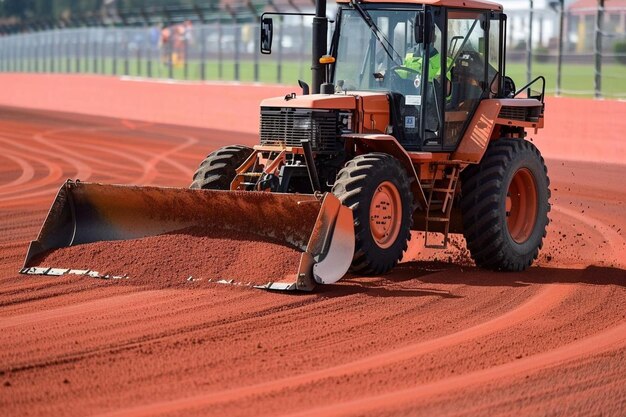 Photo motor grader creating precise lines on a sports fiel