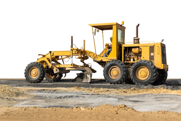 Motor grader on ground