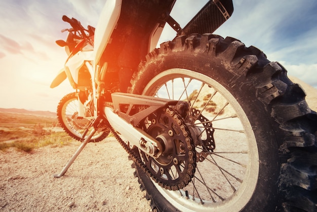 Motorbike. bike outdoors on background.