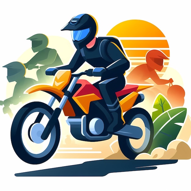 Photo motorbike rider colorful vector illustration isolated on a white background