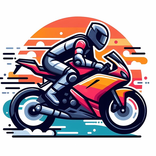 Photo motorbike rider colorful vector illustration isolated on a white background