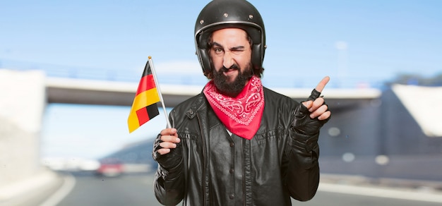 Motorbike rider with germany flag