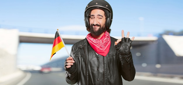 Motorbike rider with germany flag