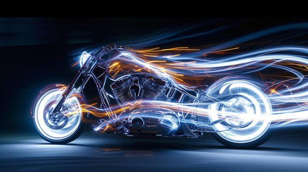 A Motorcycle Adorned With Multitude of Lights Generative AI