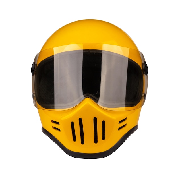 Motorcycle helmet yellow isolated on white background