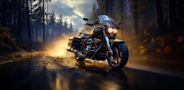 The motorcycle on the road