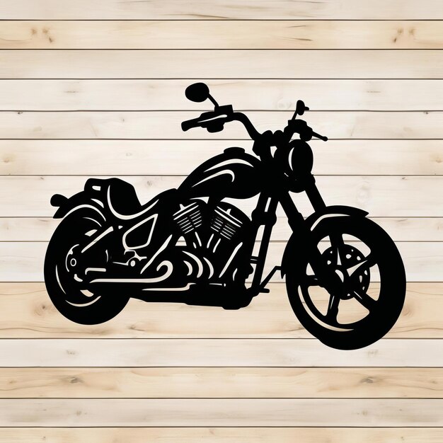 Photo motorcycle silhouette vector graphic on wooden background