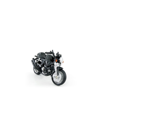 Motorcycle toy black colour on white background