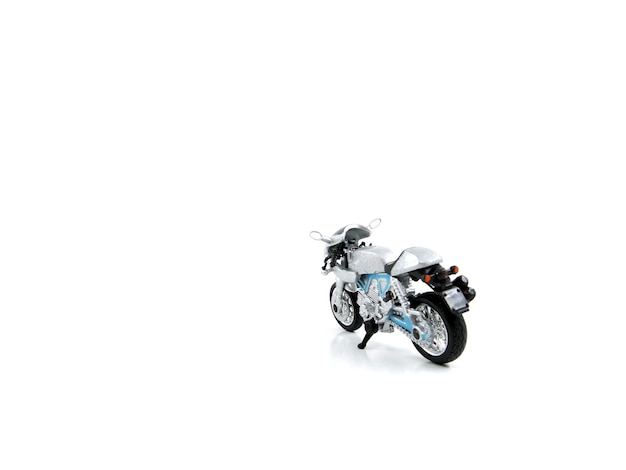 Motorcycle toy on white background