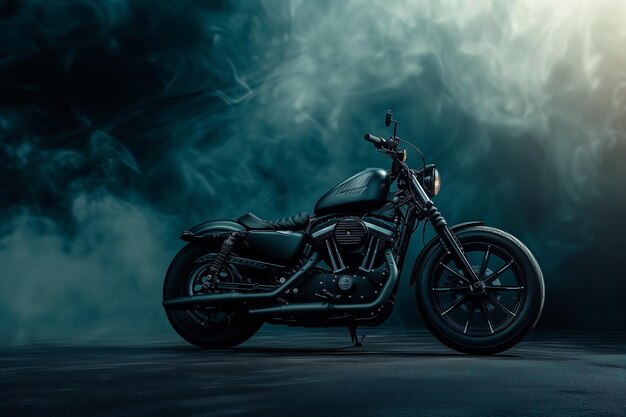 Motorcycle with Animal Skin Seat Against Night Sky