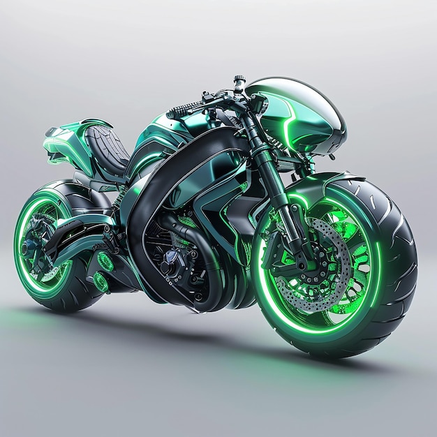 a motorcycle with green and black colors that says  the number 7