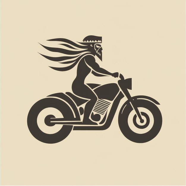 Photo motorcyclist girl on a motorcycle vector illustration in retro style