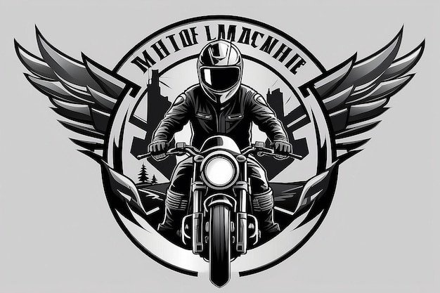 Motorcyclist in Helmet on Sports Motorcycle Logo Emblem