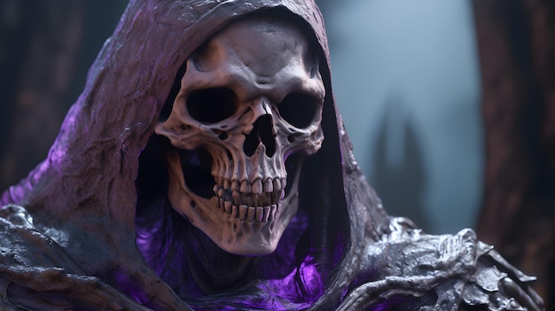 MOTU Skeletor character concept reimagined fantasy horror hyper detailed hyper realistic Ai