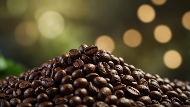 A mound of coffee beans arranged on top of another mound of coffee beans