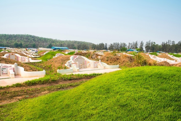 Mound and slope grass graves