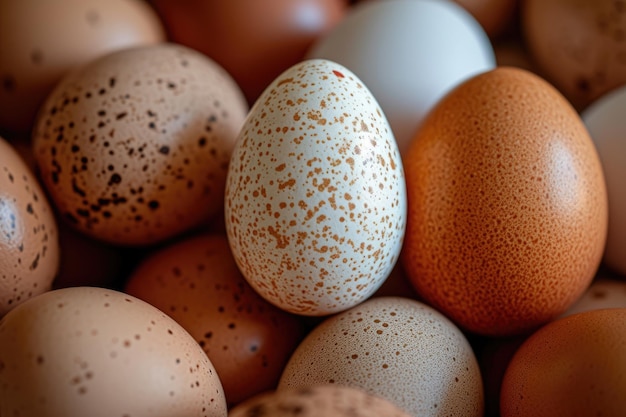 A mound of white and brown eggs Generative Ai