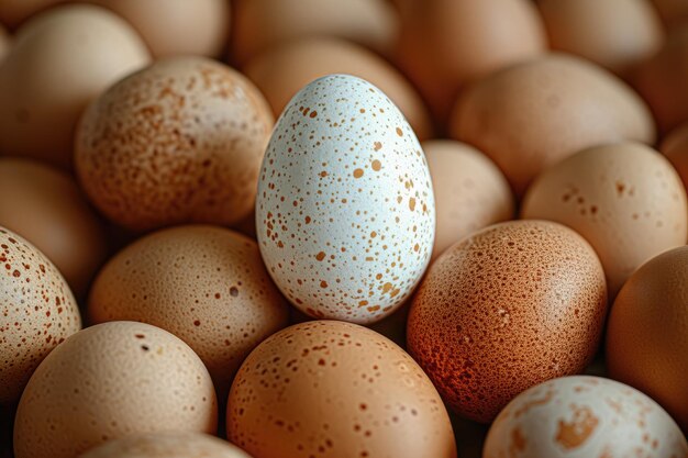 A mound of white and brown eggs Generative Ai