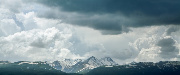 Mount Aragats under dark clouds