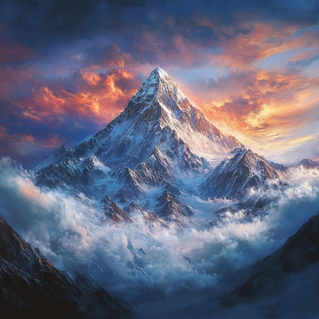 Photo mount everest with an energetic sky and mists