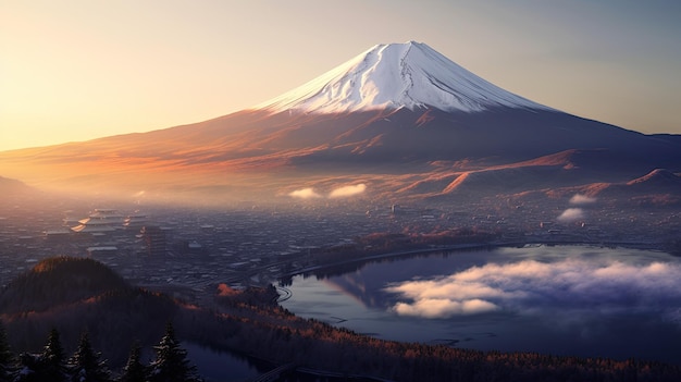 Mount Fuji in Kawaguchiko Japan Mountain Fuji Generetive Ai