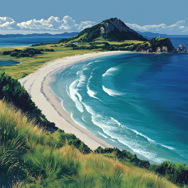 Photo mount maunganuis iconic mountain and moturiki island near tauranga bay of plenty in north island