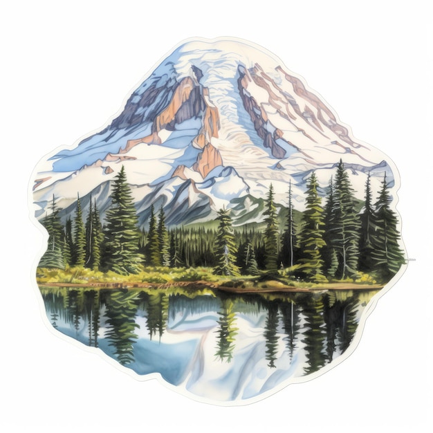 Mount Rainier Refracting Ipa Sticker Detailed Nature Scene Die Cut Sticker