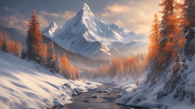 Mountain beauty in snowy areas Desktop Wallpaper 2